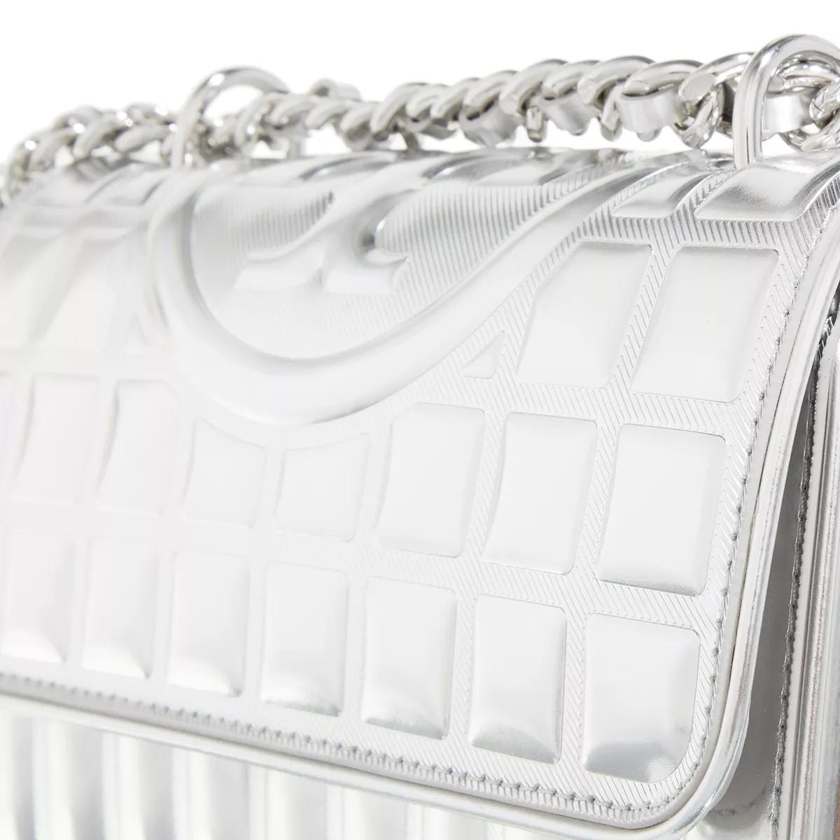 TORY BURCH Crossbody bags Fleming Metallic Square Quilt Small Convertible Sh in zilver