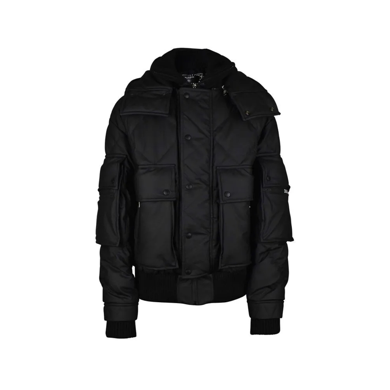 Balmain Daunenjacke Quilted Down Jacket With Oversized Cut Black