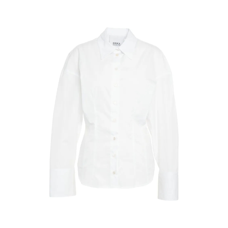 Erika Cavallini Hemd Tailored White Blouse With Kent Collar And Volumin White