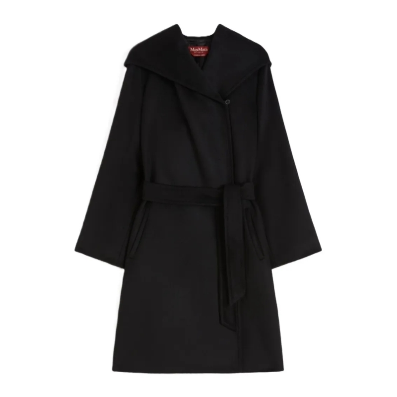 Max Mara Overgangsmantel Refined Mid-Length Coat With Wide Collar Black