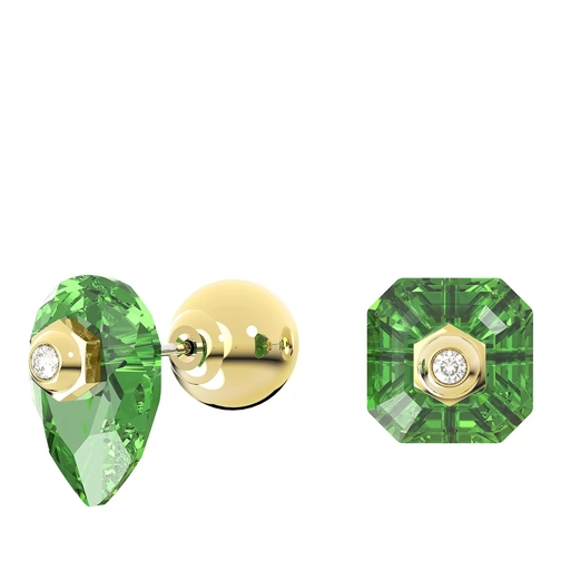 Swarovski Numina Asymmetrical design Mixed cuts Gold-tone pl Green Orecchini a bottone