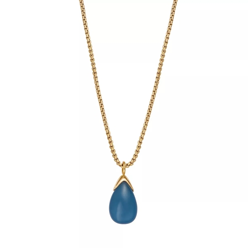 Skagen Sea Glass Blue Glass Pendant Necklace Gold Kort halsband