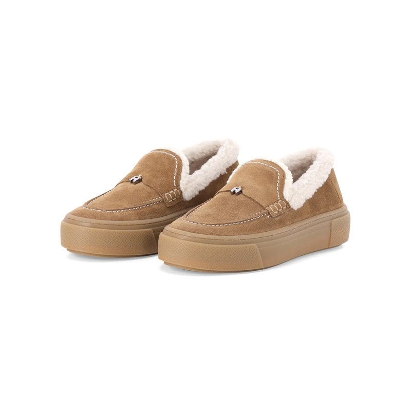 Hogan Schnürschuhe Mokassins mit Lammfell braun