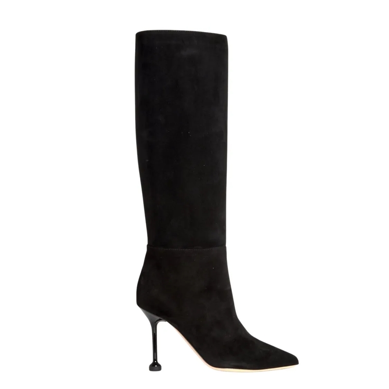 Ninalilou Stiefel Black Suede Boots With Chic Button Detail Black