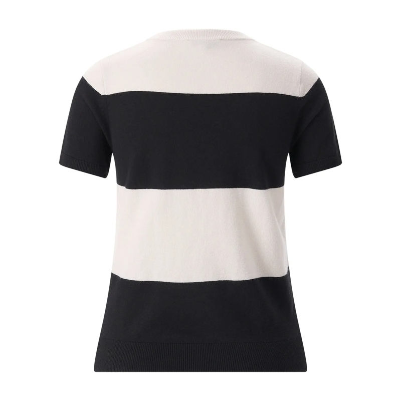Max Mara T-Shirt Beige Crewneck Knit Top Black(Image 11)