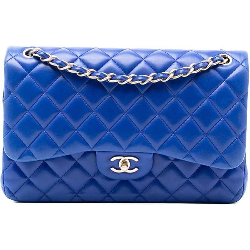 Chanel Schultertasche Jumbo Classic Lambskin Double Flap blau