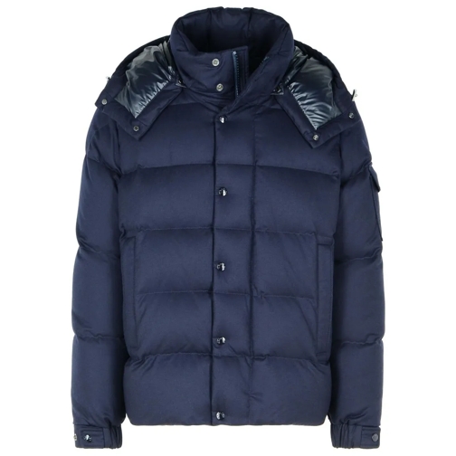 Moncler Daunenjacken Vezere' Navy Wool Down Jacket Blue