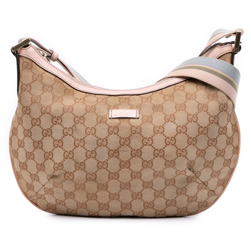 Gucci Schultertasche GG Canvas Web Crossbody braun
