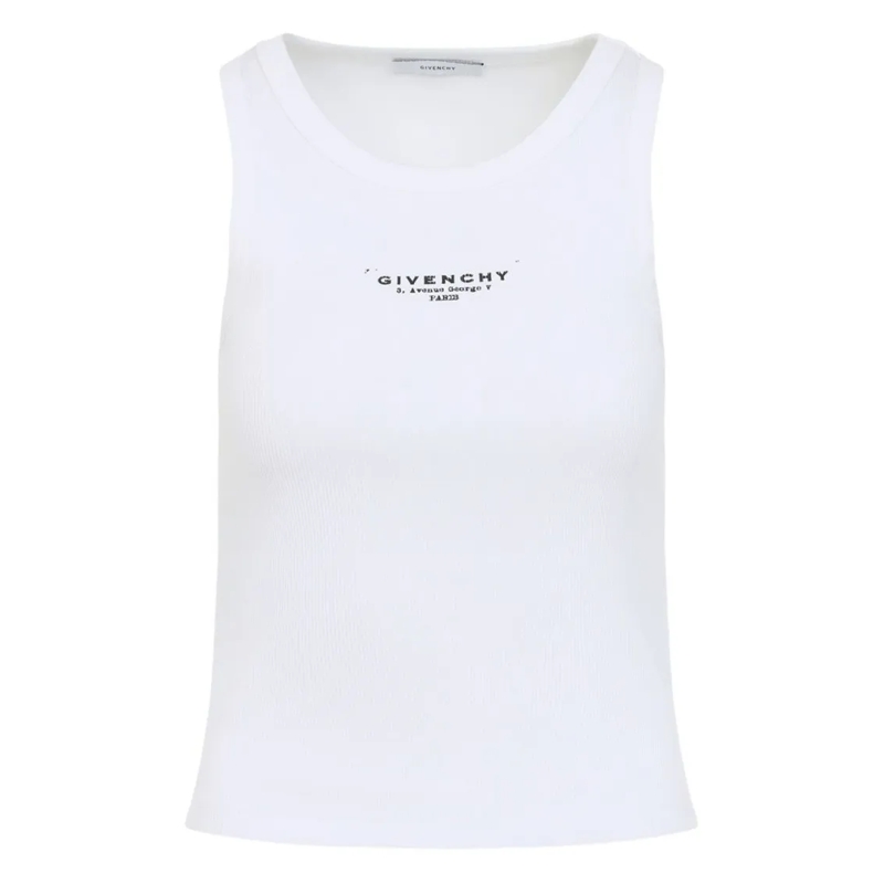 Givenchy Blouse Ribbed Texture Sleeveless Top White