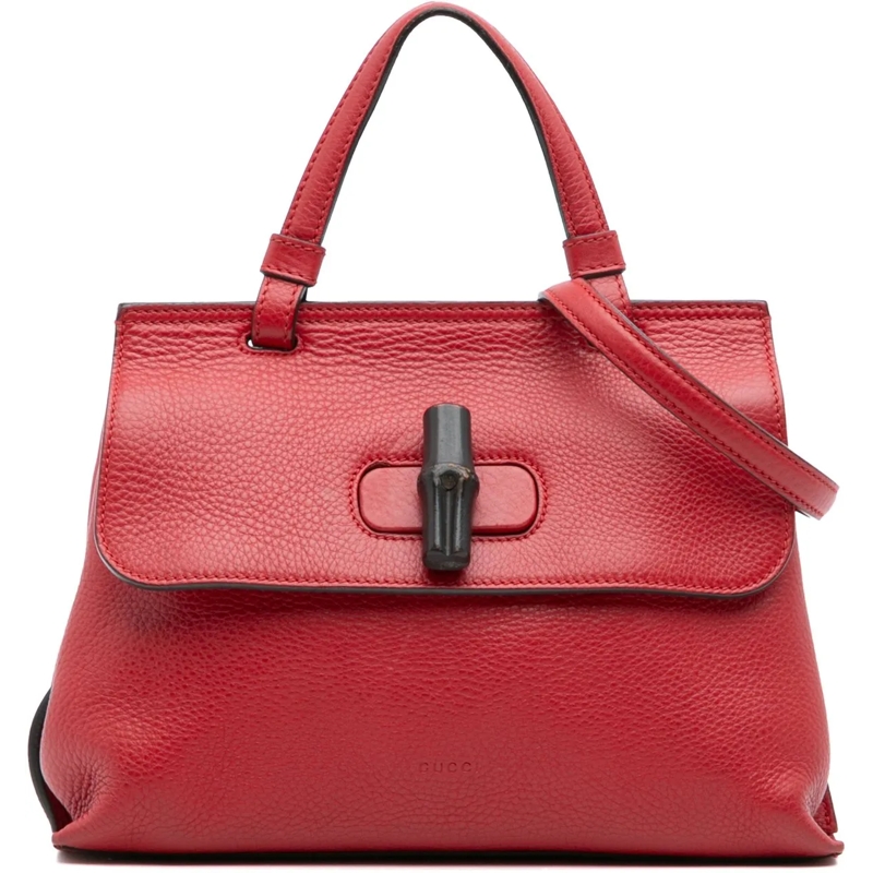 Gucci Sac à bandoulière Small Leather Bamboo Daily Satchel rot
