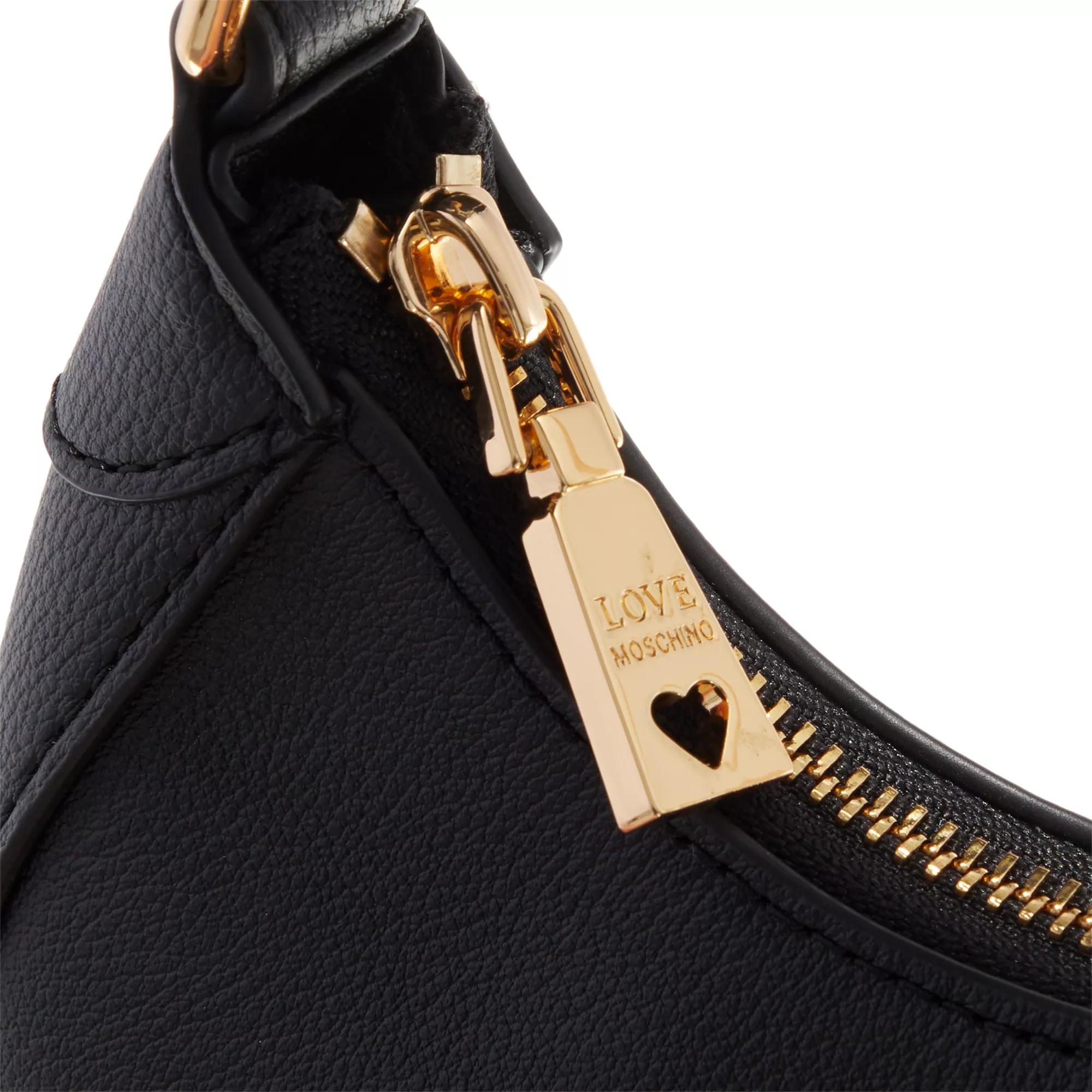 Love Moschino Hobo bags Double Heart Mini Hobo in zwart