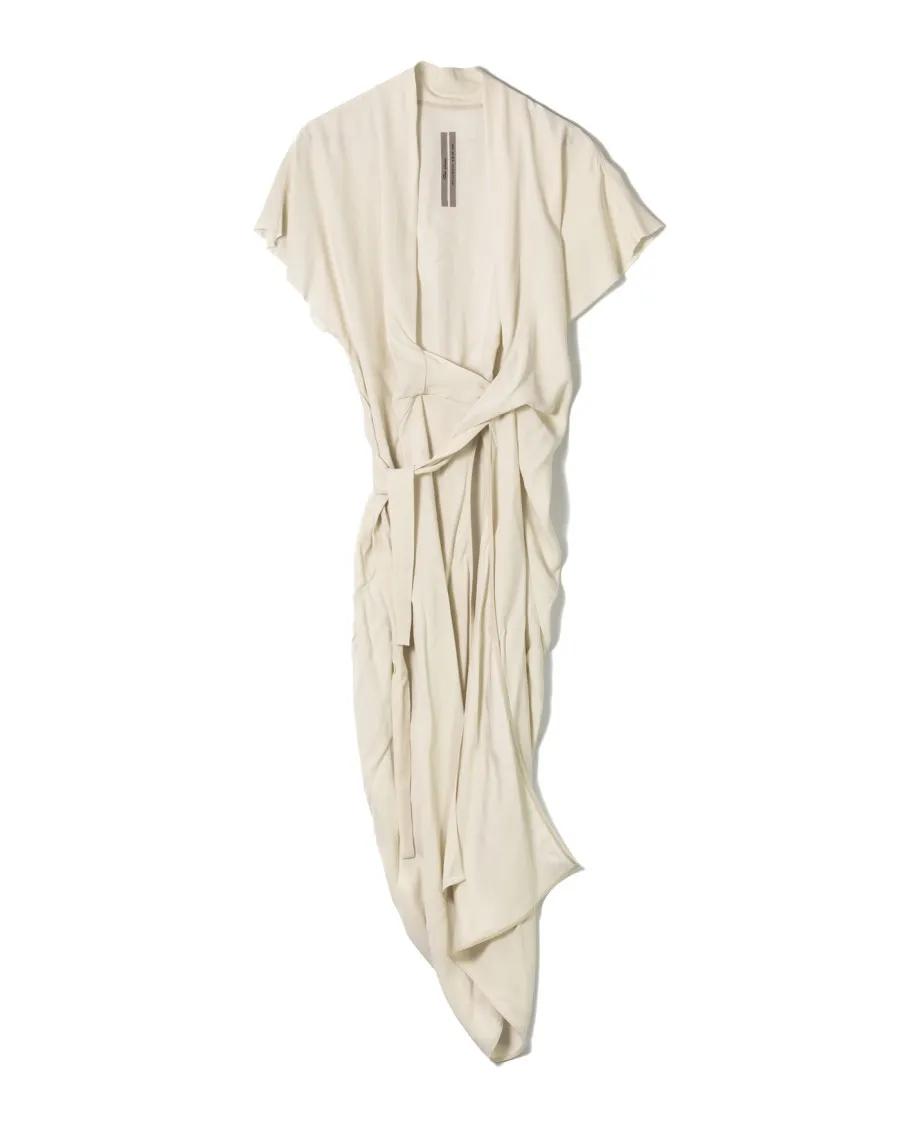 Thumbnail - Rick Owens - Knee-Length Silk Dress With Wraparound Design - Größe 44 - beige