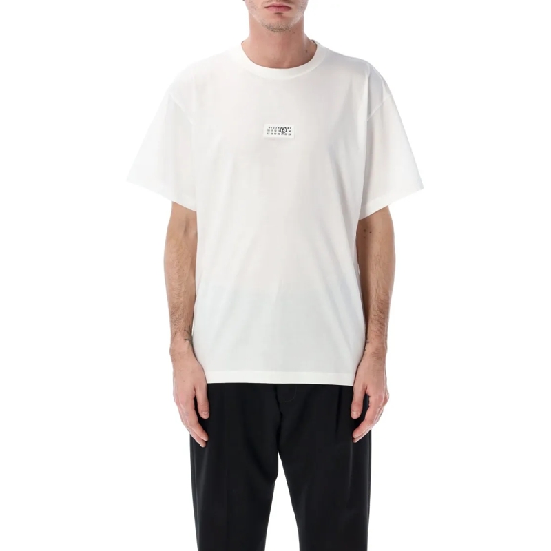 MM6 Maison Margiela T-Shirt Cotton Jersey T-Shirt With Numeric Logo Patch White