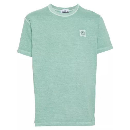 Stone Island Compass-Motif Mélange T-Shirt Green 