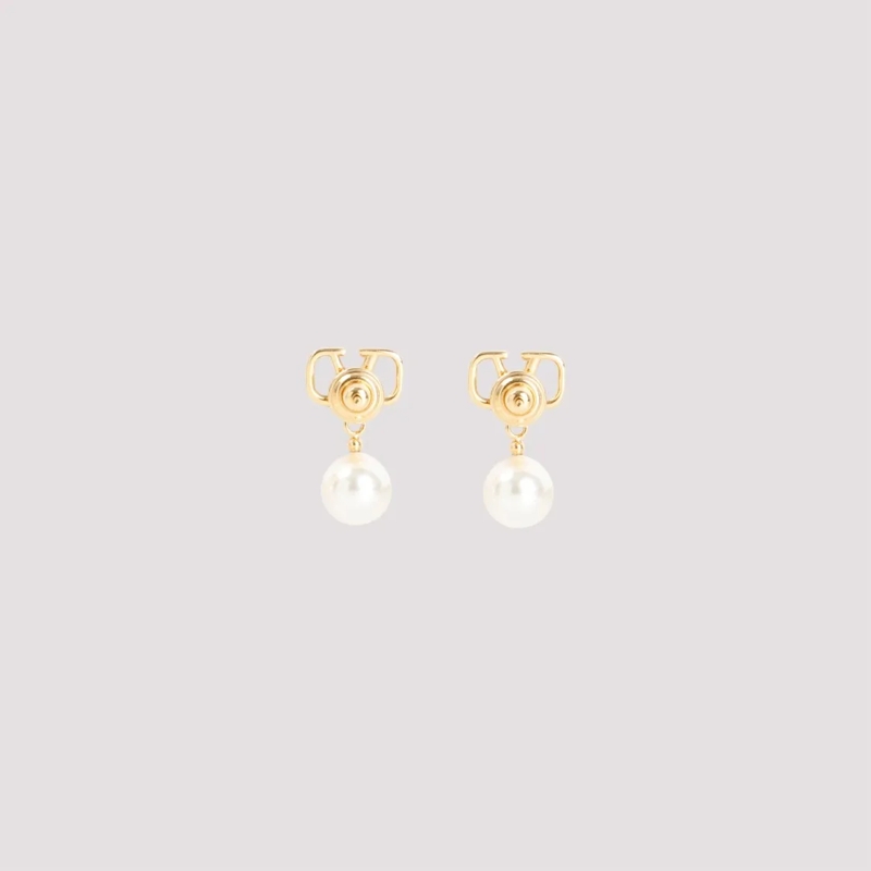 Valentino Garavani Ohrstecker Vlogo Signature Pearl Earrings In Gold-Colored Bra Not Applicable