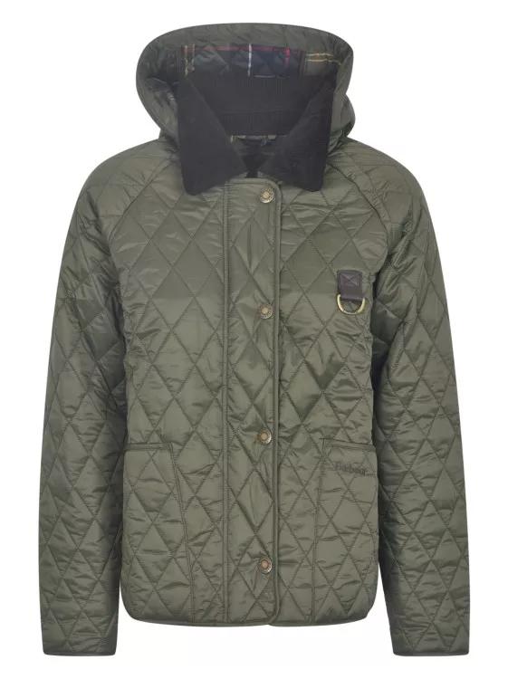 Barbour Olive Green Cotton Quilted Jacket Green Steppjacke