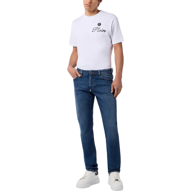 Philipp Plein Jeans mit geradem Bein Das Basismodell der 5-Pocket-Jeans zeichnet sich d dunkel-blau(Image 4)