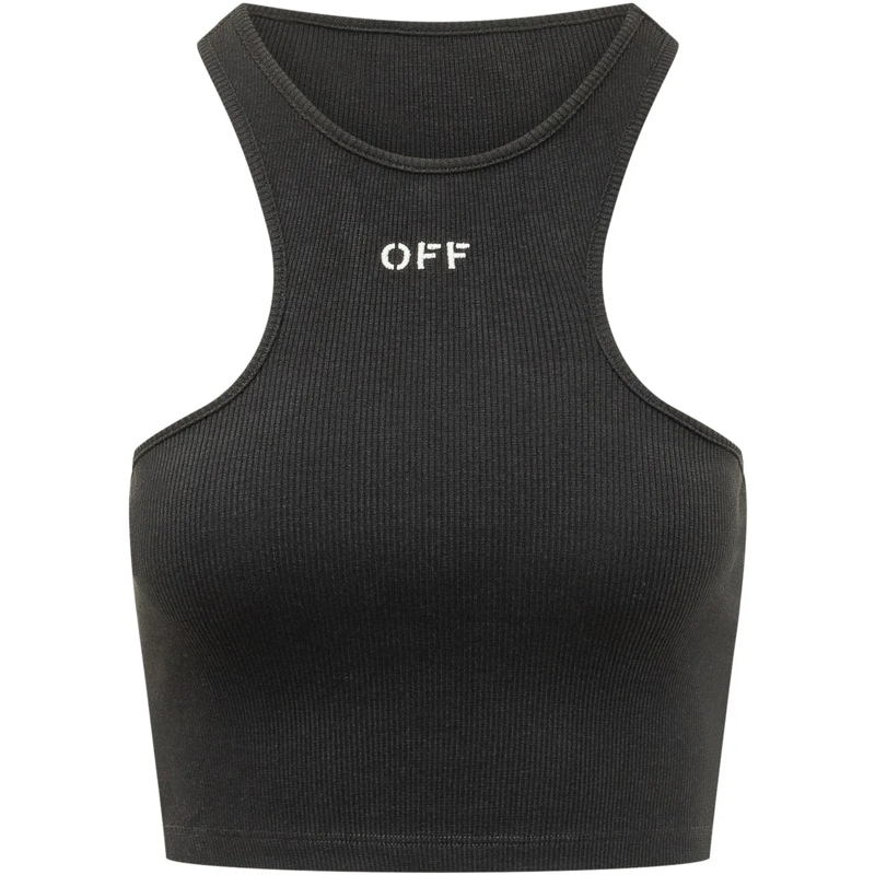 Off-White Top Top a Costine Off Stamp schwarz