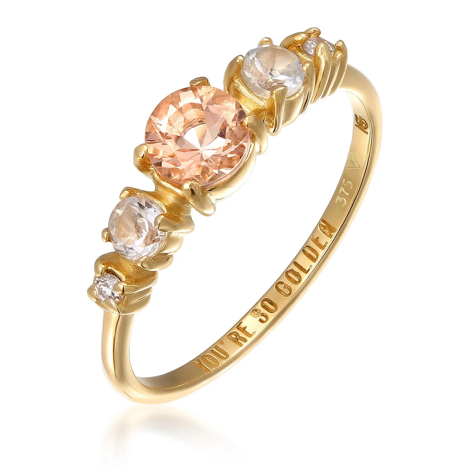 Haze & Glory Ringe - Ring Lab Grown Diamanten (0.03 ct) Morganit 375 Ge - Gr. 52 MM - in Gold - für Damen