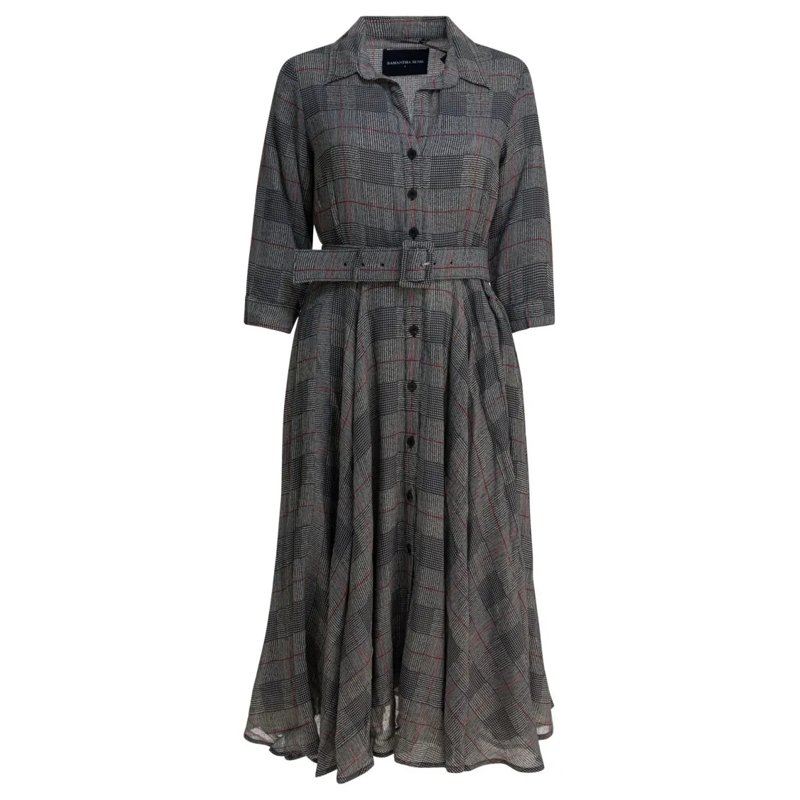 Samantha Sung Midi-jurk Grey Wool Dress Grey