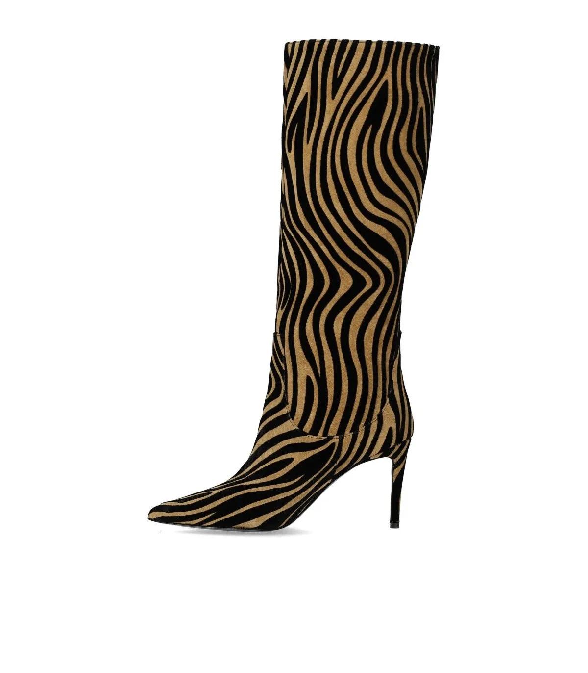 Thumbnail - Ncub Stiefel - Bit Beige Zebra Print High Boot - Gr. 40 (EU) - in Beige - für Damen