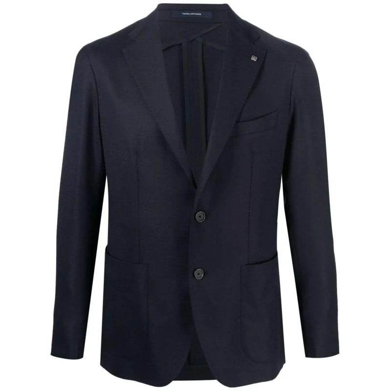 Tagliatore Blazer Tailored Wool Blazer With Notch Lapels Blue