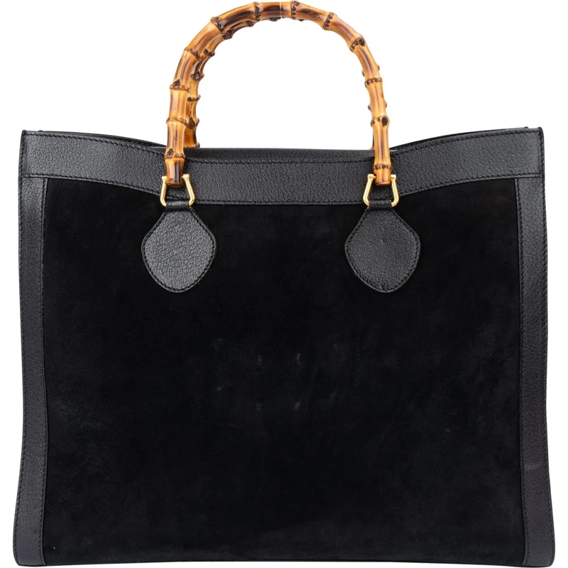 Gucci Fourre-tout Gucci Black Suede Bamboo Handbag schwarz