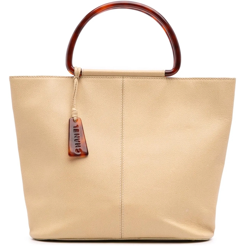 Chanel Fourre-tout Grained Calfskin Tortoise Top Handle Tote braun