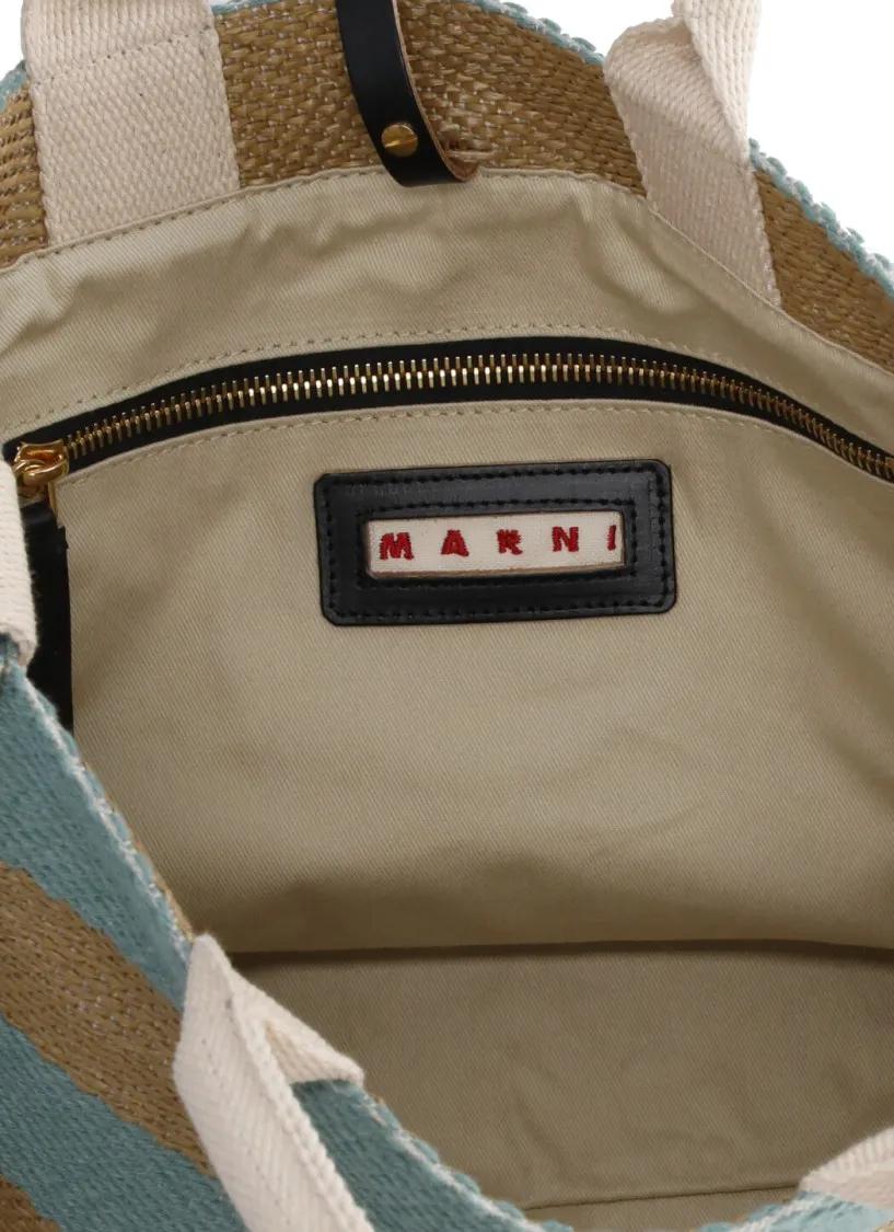 Marni Shoppers & Totes Light Blue Rafia Shopping Bag in blauw