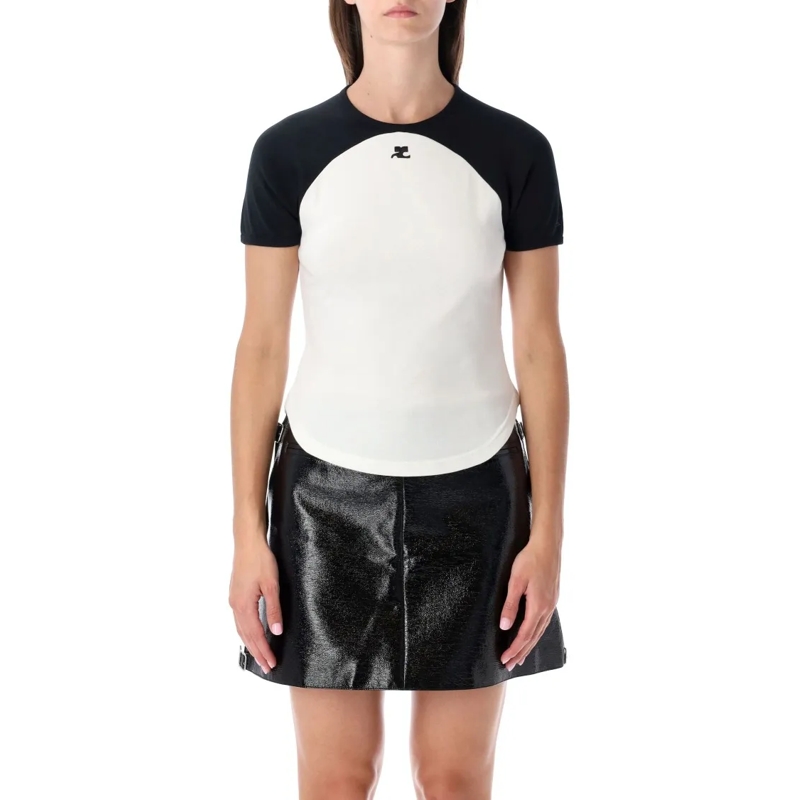 Courrèges T-shirt Circle Contrast Cotton T-Shirt White