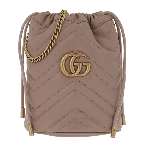 Gucci GG Marmont Mini Bucket Bag Leather Porcel Rose Bucket Bag