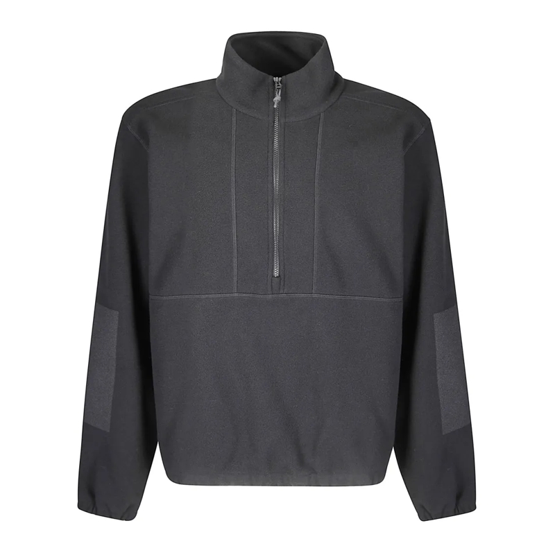 GR10K  High Collar Half-Zip Fleece Pullover With Zippered Black