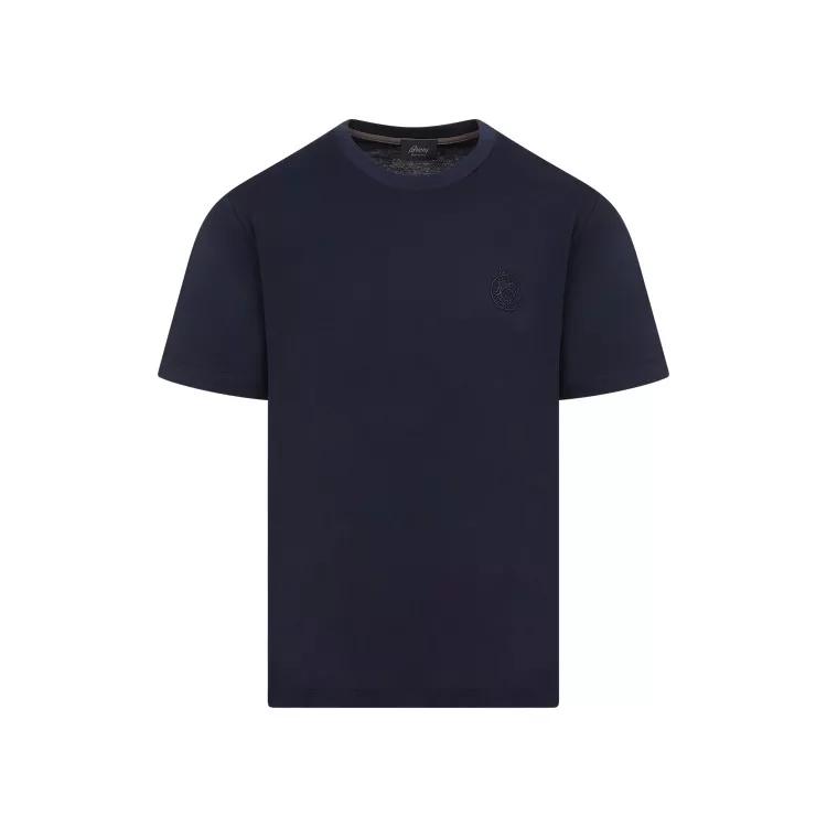 Brioni - Blue Navy Cotton T-Shirt - Größe L - blue