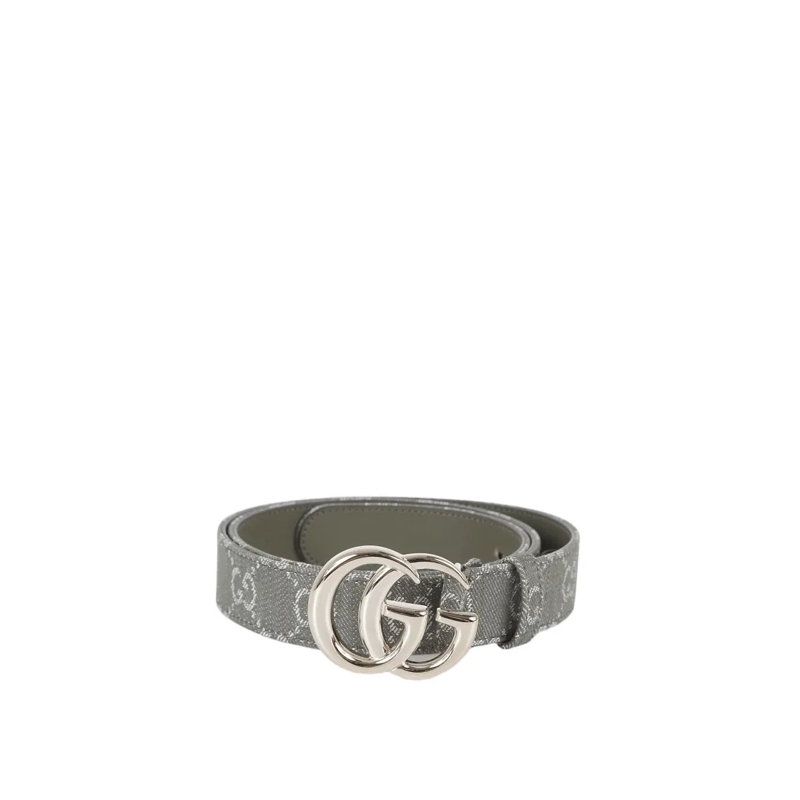 Gucci Riem Belt W.30 Summer Denim Embroidered Grey