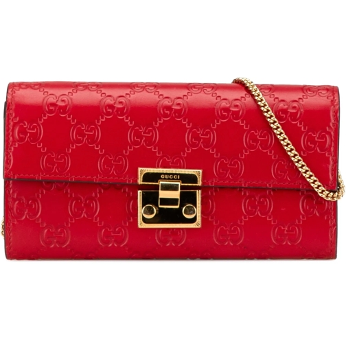 Gucci Porte-cartes 2000-2015 Guccissima Padlock Wallet On Chain rot