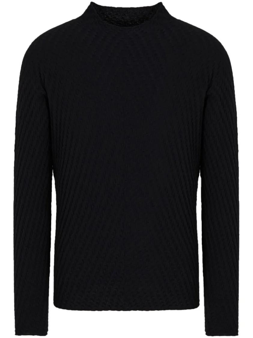 Giorgio Armani - Black Crew-Neck Sweater - Größe 52 - schwarz