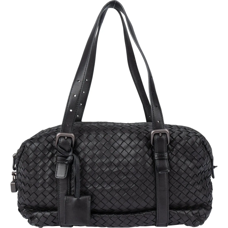 Bottega Veneta Schultertasche Bottega Veneta Black Intrecciato Leather schwarz
