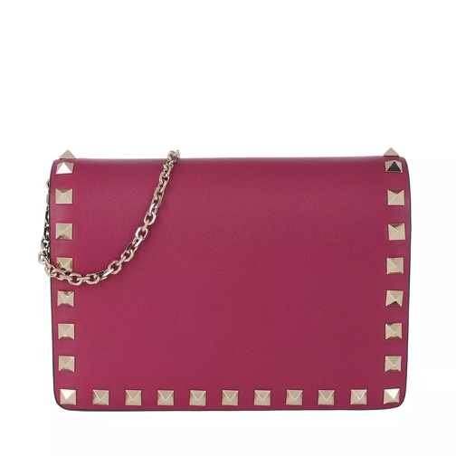 Valentino Garavani Rockstud Chain Leather Shoulder Bag Raspberry Pink Crossbody Bag