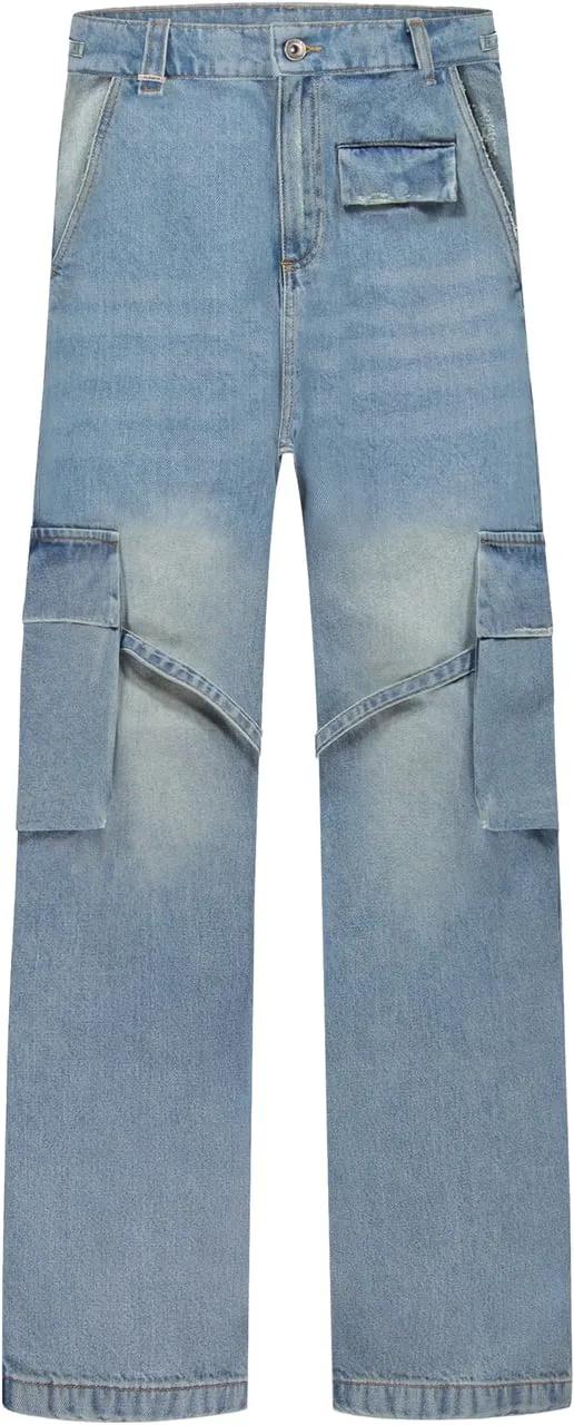 Thumbnail - Flâneur - Phone Pocket Cargo Pants Light Blue Denim - Größe S - blue