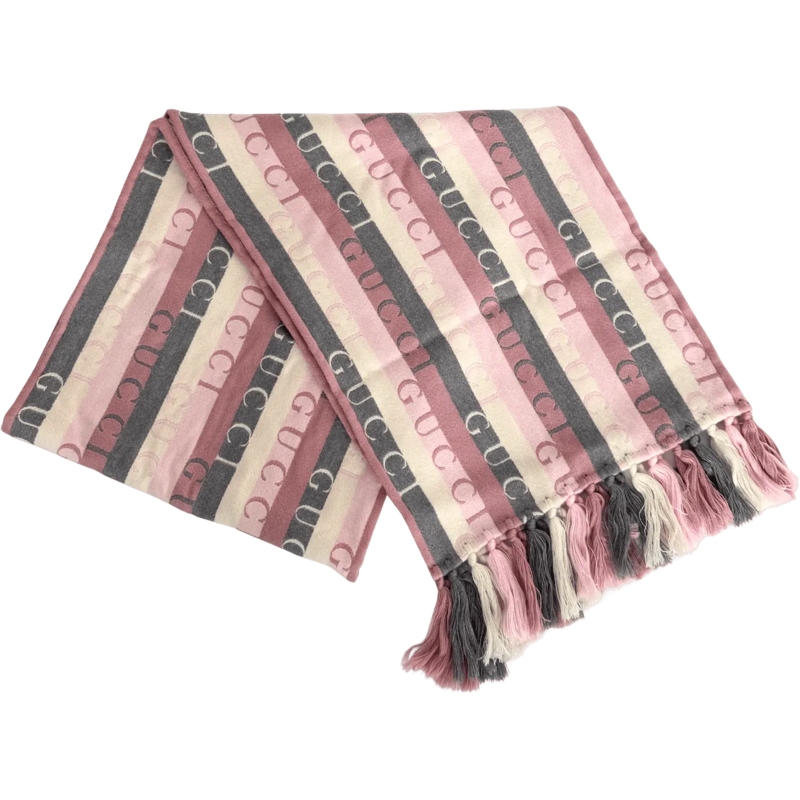 Gucci Wollschal Gucci striped wool scarf, grey and pink mehrfarbig