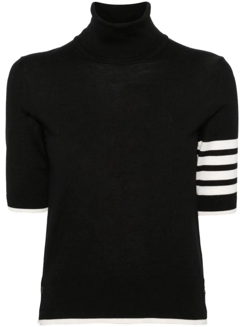 Thom Browne - Sweater With Striped Detail - Größe 36 - schwarz