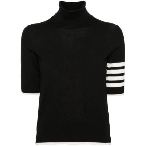 Thom Browne Rollkragenpullover Sweater With Striped Detail Black