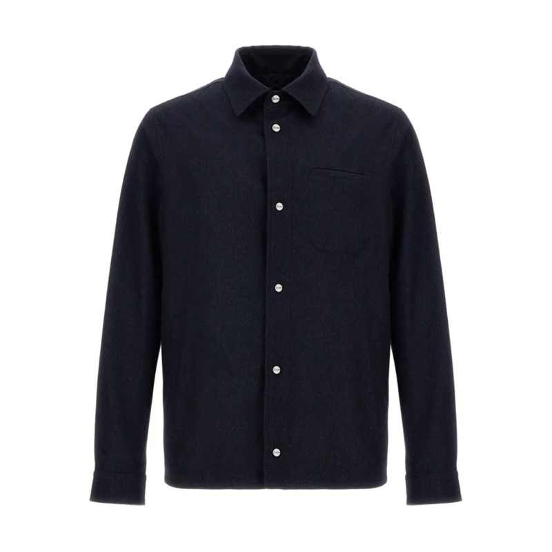 Herno  Navy Cashmere-Silk Shirt Jacket Black