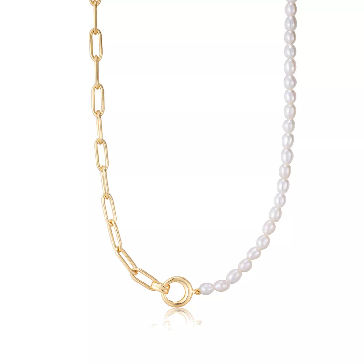 Ania Haie Halskette - Ania Haie Pearl Power 925 Sterling Silberen Goldfa - Gr. unisize - in Gold - für Damen