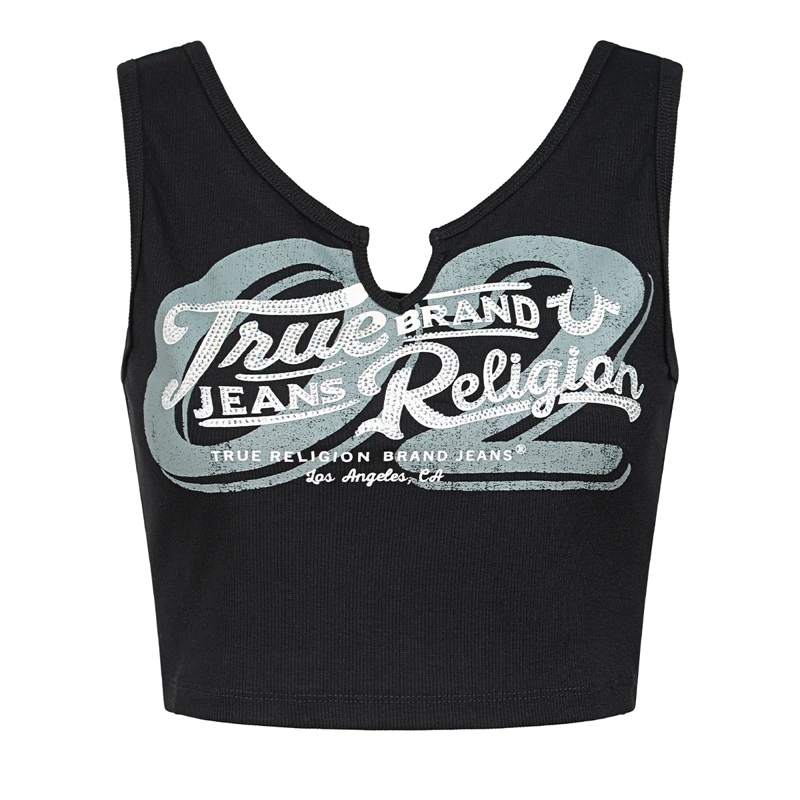 True Religion Top Tank Top- Tank Top- Verkürzte Form- Ripp-Optik schwarz