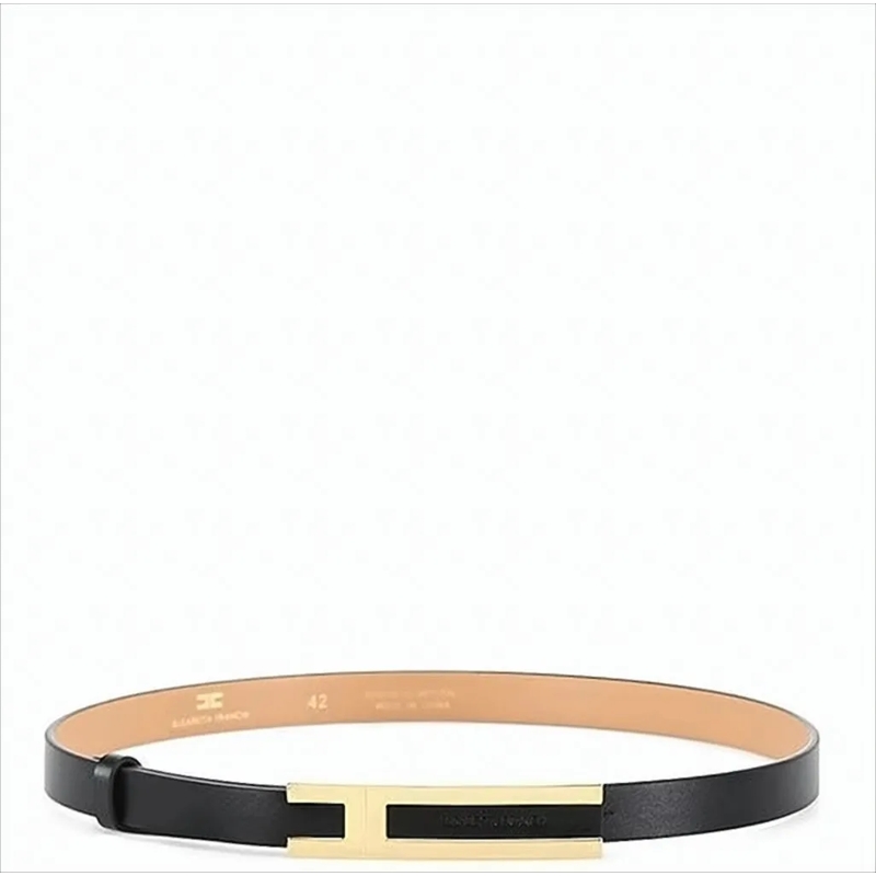 Elisabetta Franchi Gürtel Black Adjustable Belt With Distinctive Logo Buckle Black