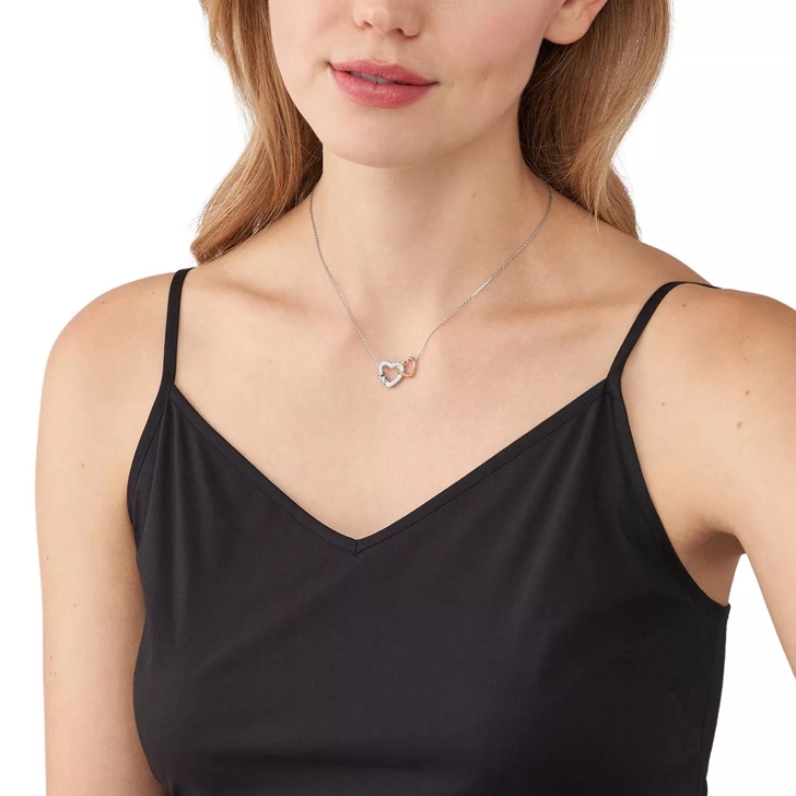 Michael Kors Pav Interlocking Heart Necklace Silver Short Necklace