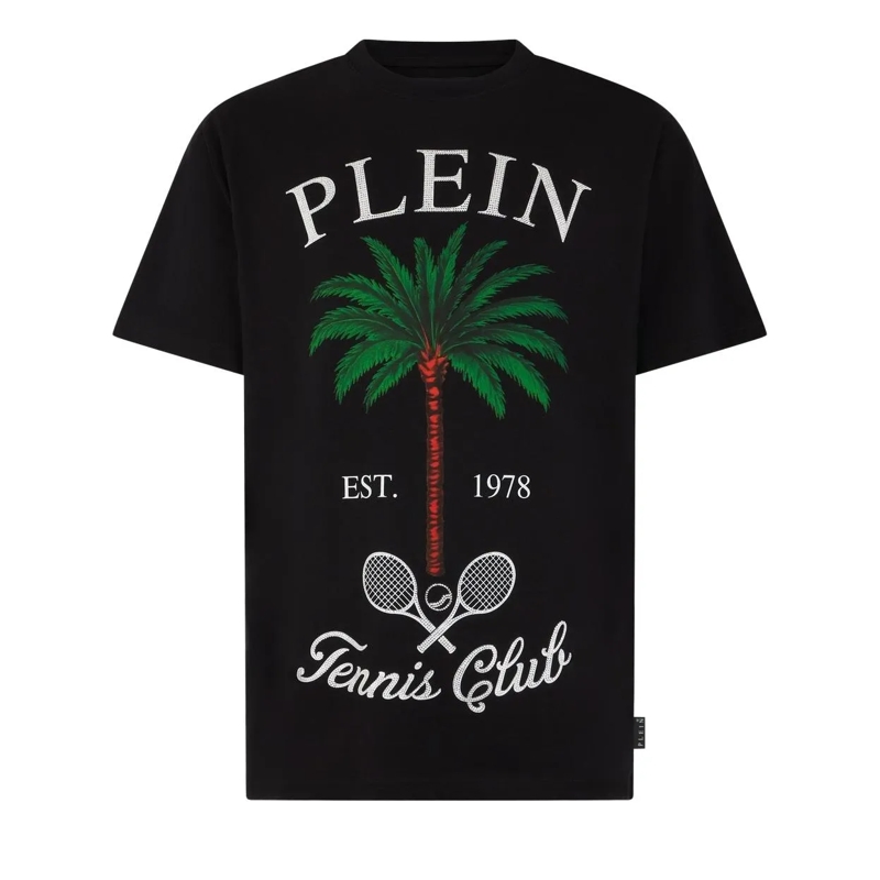 Philipp Plein T-Shirt Round Neck T-Shirt Tennis Club Stones schwarz