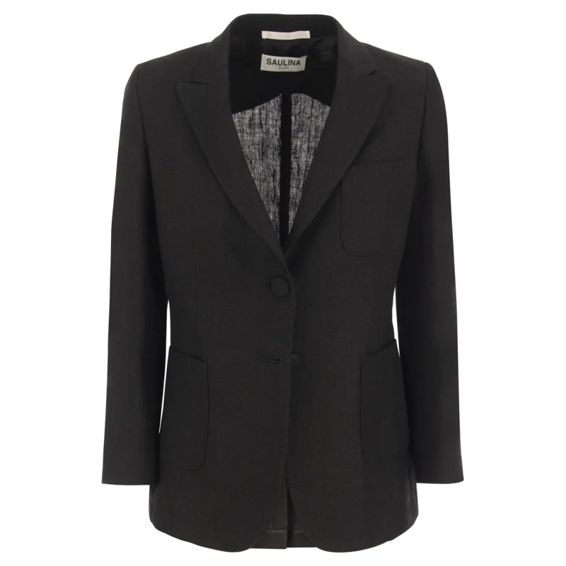 Saulina Blazer Adelaide - Linen Two-Button Jacket Black