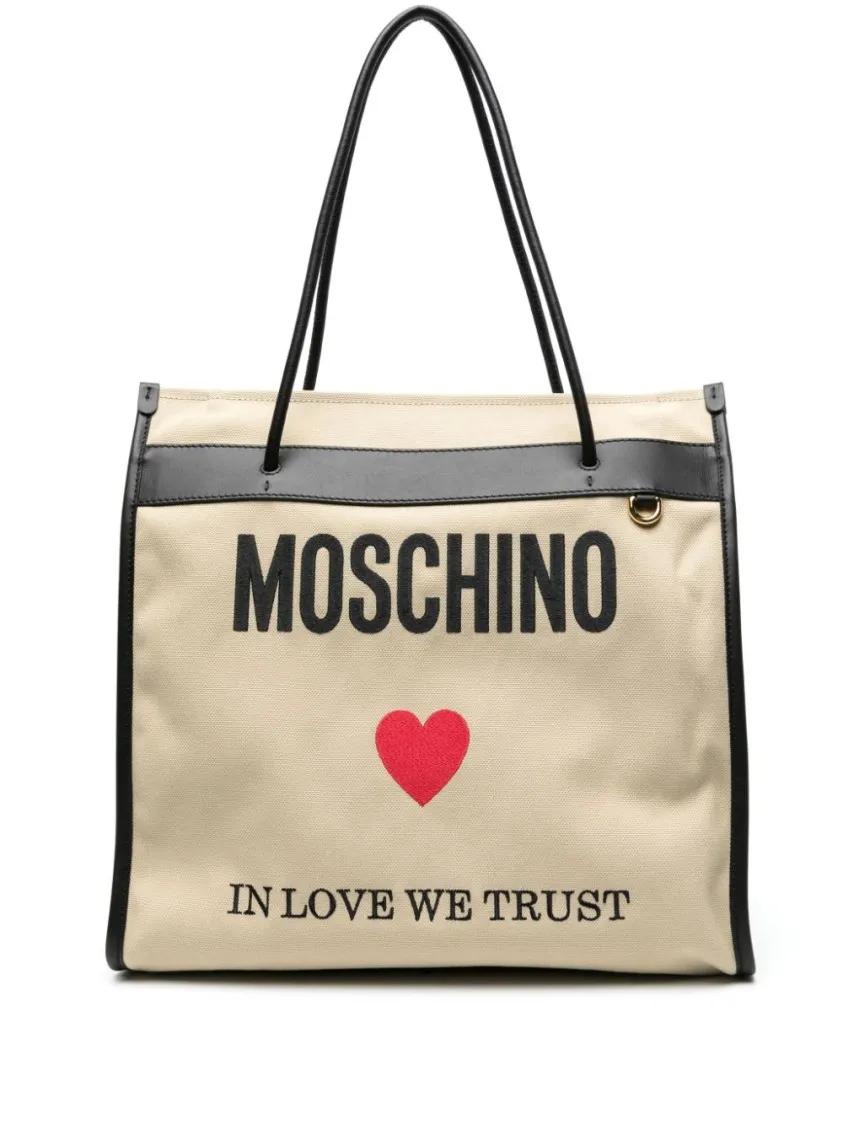 Moschino Tote - Logo Shopping Bag - Gr. unisize - in Beige - für Damen